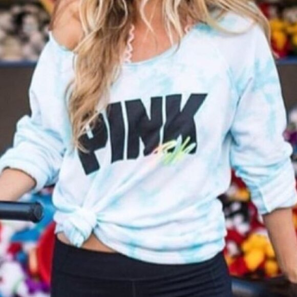 Victoria's Secret PINK Tie Dye Off The Shoulder Sweater - Picture 1 of 7